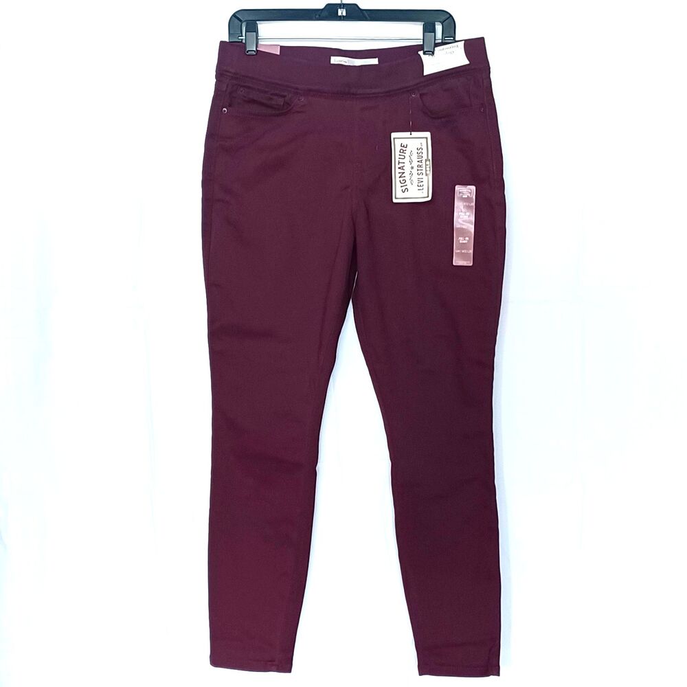 Signature by Levi Strauss & Co. Women’s 14M Burgundy Pull‑On Skinny Pants NWT